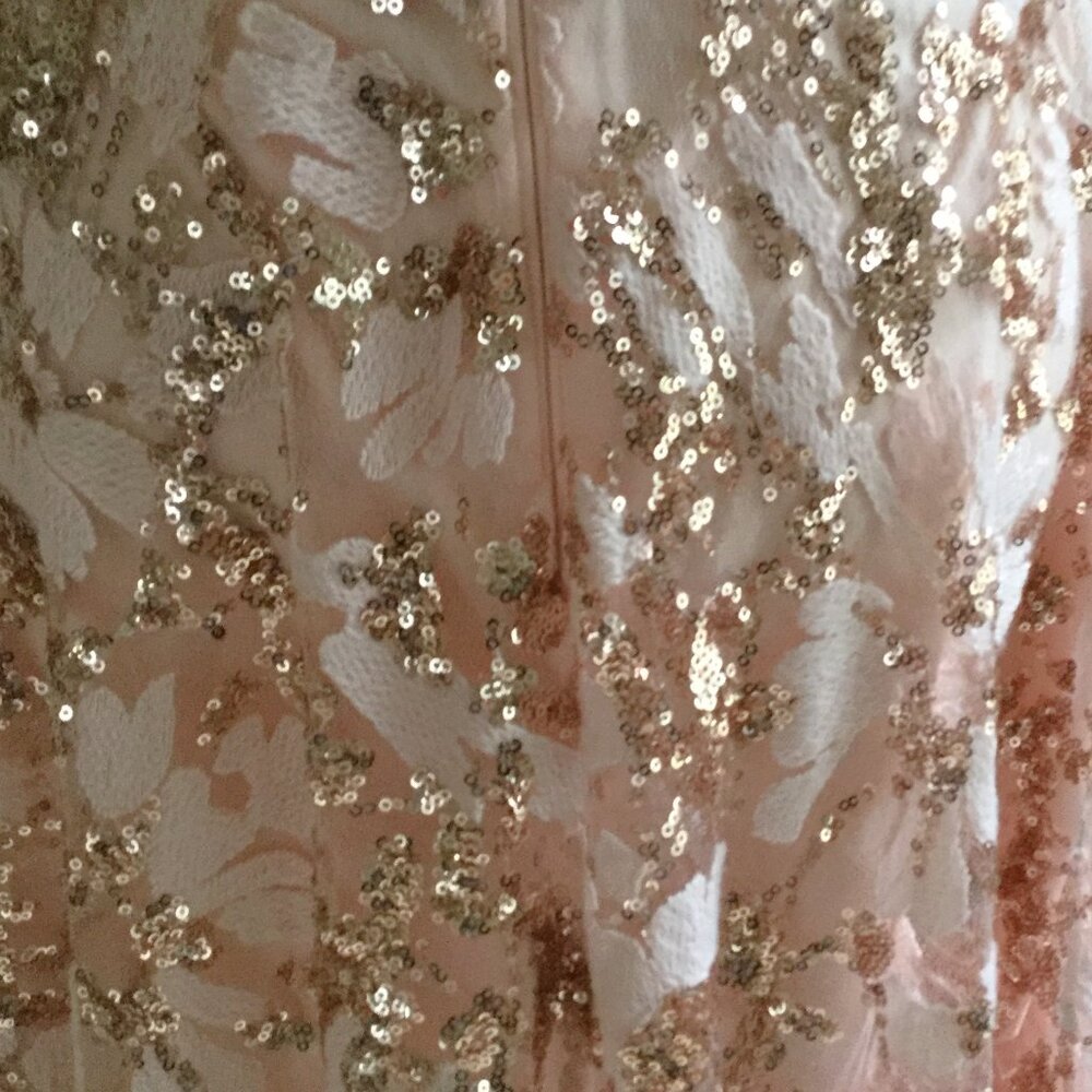 Eliza J. Sequin Peachy Pink Embroidered Sequin Gown 6 - Picture 8 of 13